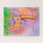 モノグラムのなユニコーンのキリンのサファリ愛 ジグソーパズル (横)