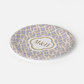 モノグラムのなラベンダーおよび金ゴールドのモロッコの結婚式 ペーパープレート (アングル)