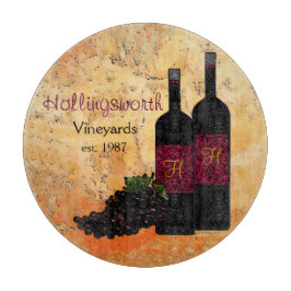 モノグラムのなワイン・ボトルおよびブドウ カッティングボード
