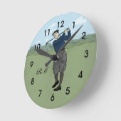 モノグラムのなヴィンテージのスタイルのゴルフ芸術 ラウンド壁時計 (傾斜)