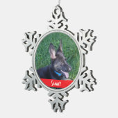 モノグラムのな一流の休日のペット写真 スノーフレークピューターオーナメント (右)