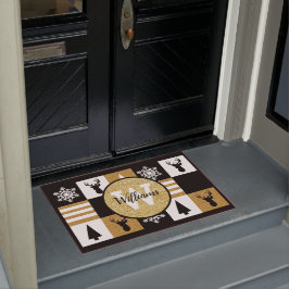 モノグラムのな休日のグリッター ドアマット