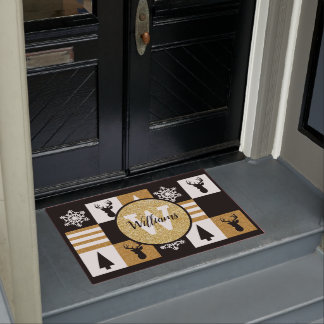 モノグラムのな休日のグリッター ドアマット