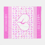 モノグラムのな体操のピンクの水彩画のハート フリースブランケット (正面(横))