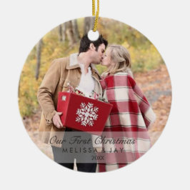 モノグラムのな初めてのクリスマスのオーナメント|の休日 セラミックオーナメント