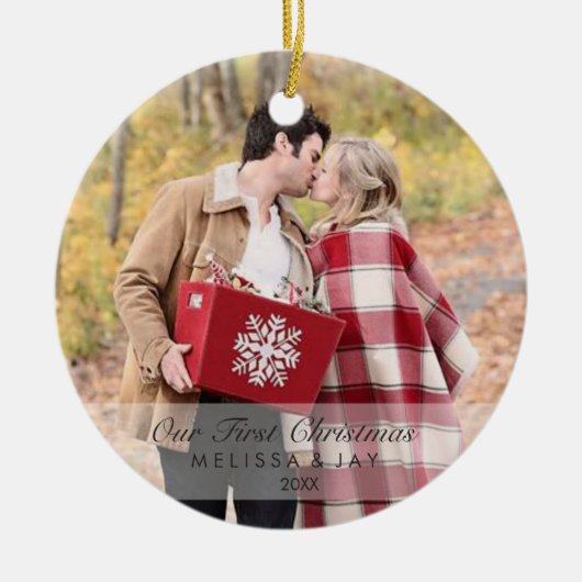 モノグラムのな初めてのクリスマスのオーナメント|の休日 セラミックオーナメント (正面)