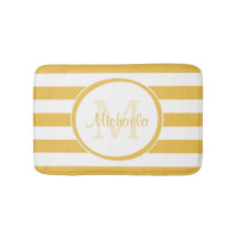 モノグラムのな名前のガーリーで無地のな黄色のストライプ