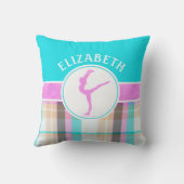 モノグラムのな夏のタータンチェックの体操の女の子 クッション (裏面)