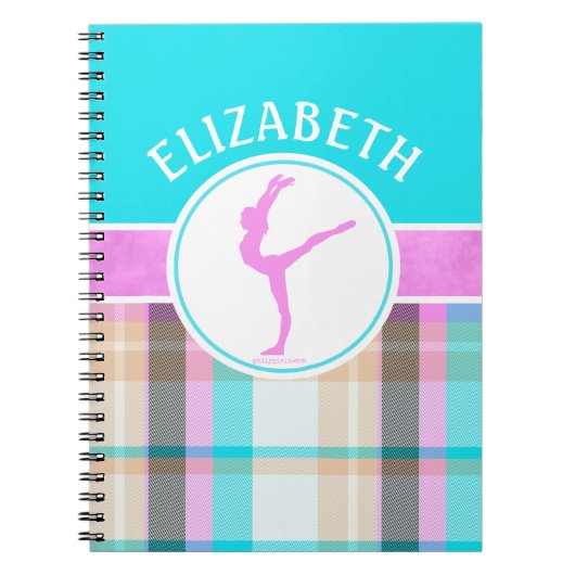 モノグラムのな夏のタータンチェックの体操の女の子 ノートブック (正面)