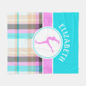 モノグラムのな夏のタータンチェックの体操の女の子 フリースブランケット (正面(横))