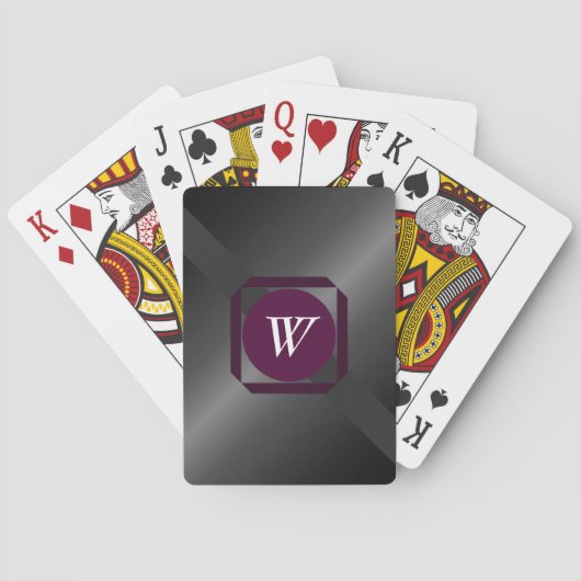 モノグラムのな木炭およびあずき色 トランプ (裏面)