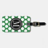モノグラムのな深緑色及び黒く大きい水玉模様 ラゲッジタグ (正面横)