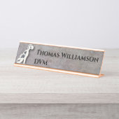モノグラムのな犬の獣医のオフィス デスクネームプレート (正面)