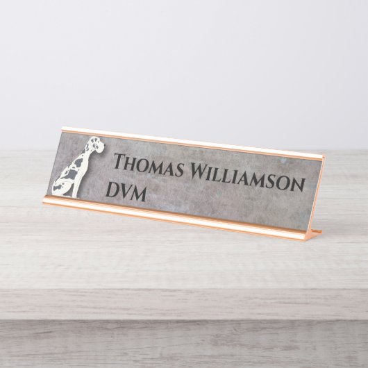 モノグラムのな犬の獣医のオフィス デスクネームプレート (正面)