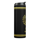 モノグラムのな王室のな王冠の月桂樹のリースの黒の金ゴールド タンブラー (回転左)