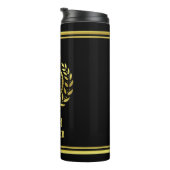 モノグラムのな王室のな王冠の月桂樹のリースの黒の金ゴールド タンブラー (回転右)