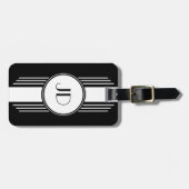 モノグラムのな白黒アールデコ ラゲッジタグ (正面横)