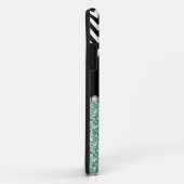 モノグラムのな真新しい緑のグリッターの黒シェブロン Case-Mate iPhoneケース (裏面/右)