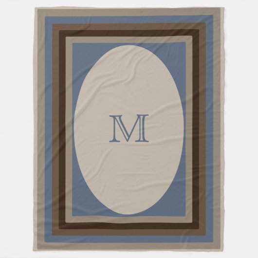 モノグラムのな砂の茶色がかった鋼色 フリースブランケット (正面)