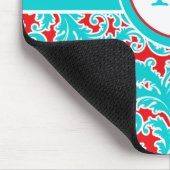 モノグラムのな紫系統の白いダマスク織のマウスパッド マウスパッド (コーナー)