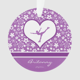 モノグラムのな紫色の花模様のフィギュアスケート オーナメント