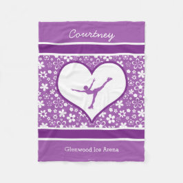 モノグラムのな紫色の花模様のフィギュアスケート フリースブランケット