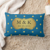 モノグラムのな結婚-スタイリッシュな金ゴールドの水玉模様 ランバークッション (ブランケット)