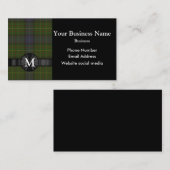 モノグラムのな緑のタータンチェック格子縞 名刺 (正面/裏面)