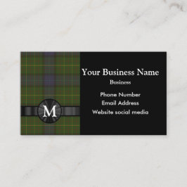 モノグラムのな緑のタータンチェック格子縞 名刺