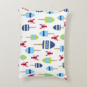 モノグラムのな航海のなテーマのブイおよびロブスター アクセントクッション (裏面(縦))