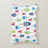 モノグラムのな航海のなテーマのブイおよびロブスター アクセントクッション (正面(垂直))