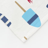 モノグラムのな航海のなテーマのブイおよびロブスター フリースブランケット (角)