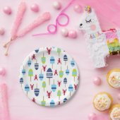 モノグラムのな航海のなテーマのブイおよびロブスター ペーパープレート (パーティー)