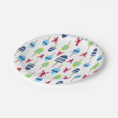 モノグラムのな航海のなテーマのブイおよびロブスター ペーパープレート (アングル)