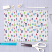 モノグラムのな航海のなテーマのブイおよびロブスター 薄葉紙 (クラフト)