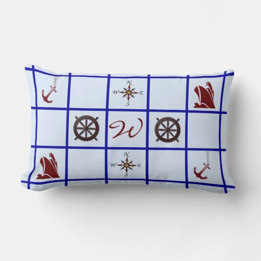 モノグラムのな航海のな記号 ランバークッション (正面)
