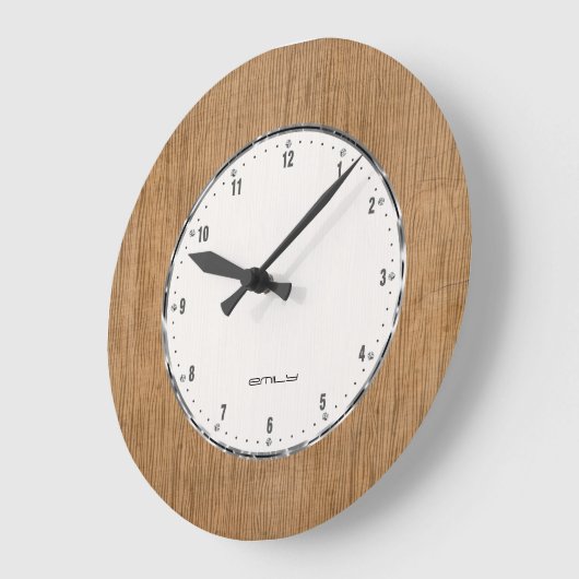 モノグラムのな茶色の木製の質のイメージ ラージ壁時計 (傾斜)