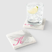 モノグラムのな蝶石のコースター ストーンコースター (横)