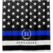 モノグラムのな警察は米国旗のスタイルを作りました シャワーカーテン (正面)