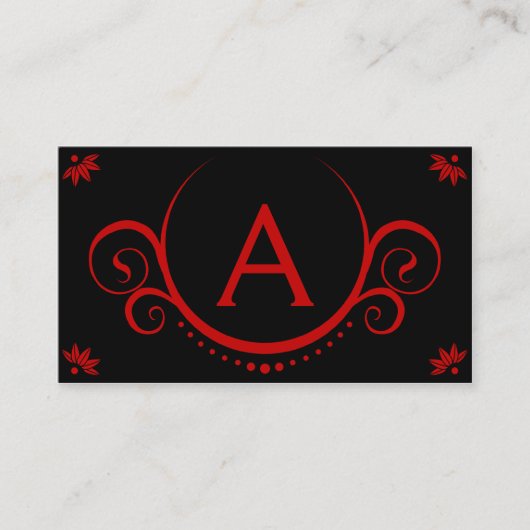 モノグラムのな赤い洗練 名刺 (正面)