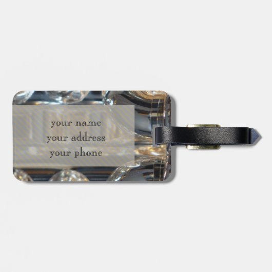 モノグラムのな風の金管楽器のユーフォニアム音楽 ラゲッジタグ (裏面横)