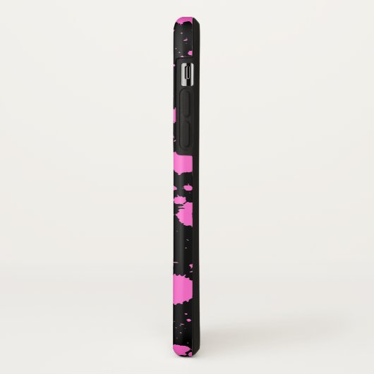 モノグラムのな黒および暗い赤紫色の(ばちゃばちゃ)跳ねるのペンキの芸術 Case-Mate iPhoneケース (裏面/左)