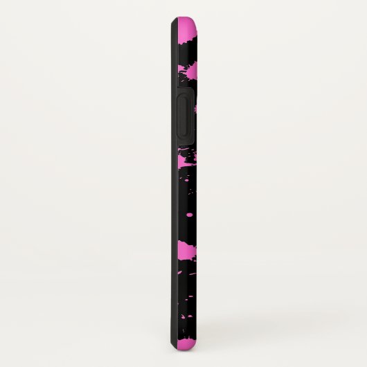 モノグラムのな黒および暗い赤紫色の(ばちゃばちゃ)跳ねるのペンキの芸術 Case-Mate iPhoneケース (裏面/右)