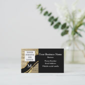 モノグラムのな黒および音楽パターンおよびロゴ 名刺 (スタンド正面)