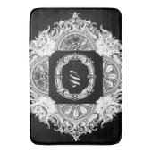 モノグラムのな黒nの白い家の装飾のダマスク織Toile バスマット (正面縦)