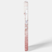 モノグラムののどのばら色の金ゴールドのグリッターの白い大理石のグラデーション Case-Mate iPhoneケース (裏面 / 左)