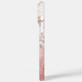 モノグラムののどのばら色の金ゴールドのグリッターの白い大理石のグラデーション Case-Mate iPhoneケース (裏面 / 左)