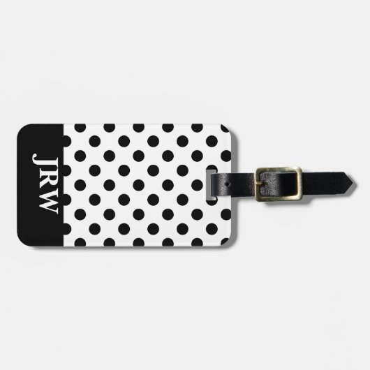モノグラムのの白黒水玉模様 ラゲッジタグ (正面横)