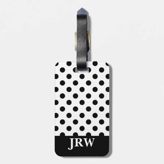 モノグラムのの白黒水玉模様 ラゲッジタグ (裏面縦)