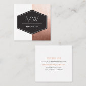 モノグラムのばら色の金ゴールド スクエア名刺 (正面/裏面)